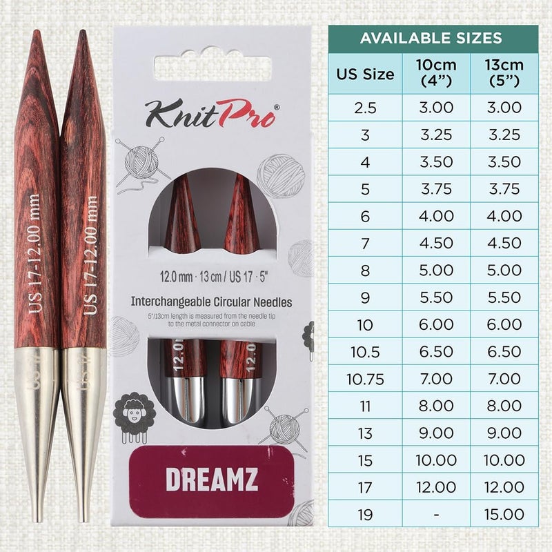 Knit Pro Dreamz Interchangeable Circular Needles 5" (13cm) | US Size 17 (12mm) - Image 4